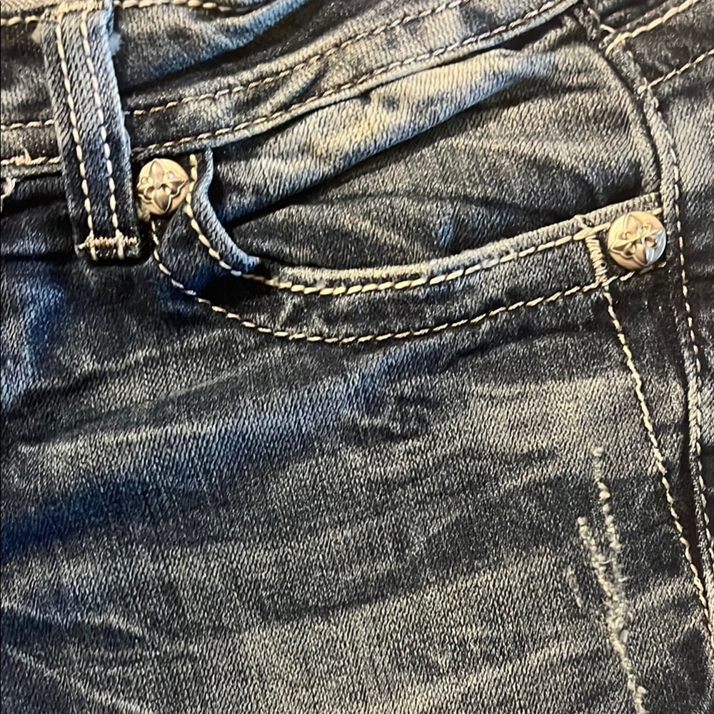 Miss Me Blue Skinny Jeans with Distressed Details - Picture 9 of 13